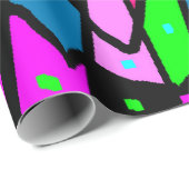 Schwarz mit rosa grün blauen Mustern Funkes Gesche Geschenkpapier (Rolleneckpunkt)