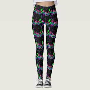 Schwarz mit rosa-grünen Mustern Leggings