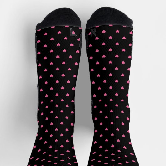 schwarz mit rosa Herzen Socken (Oben)