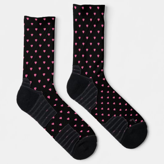 schwarz mit rosa Herzen Socken (Rechts)