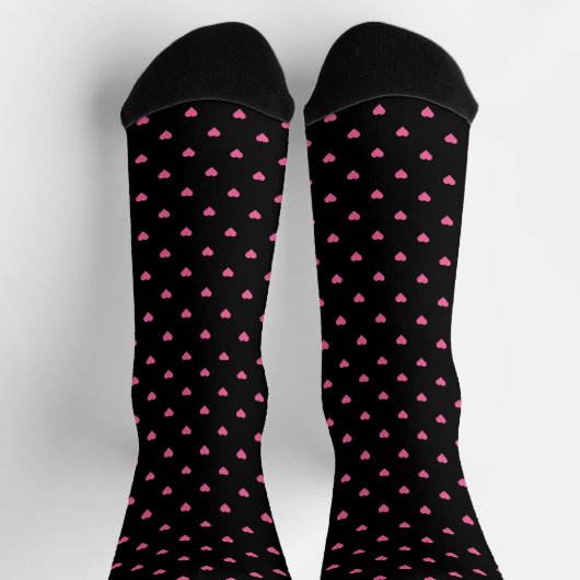 schwarz mit rosa Herzen Socken (Oben)