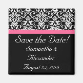 Schwarz mit rosa Leidenschaft Damask Magnet (Vorne)