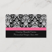 Schwarz mit rosa Leidenschaft Damask Visitenkarte (Rückseite)
