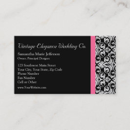 Schwarz mit rosa Leidenschaft Damask Visitenkarte