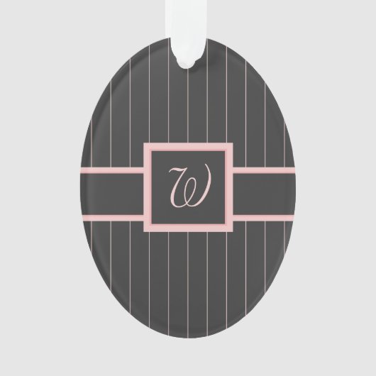 Schwarz mit rosa Pinstripes Akryllische Ornamente (Vorderseite)