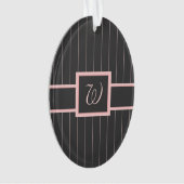 Schwarz mit rosa Pinstripes Akryllische Ornamente (Vorderseite)