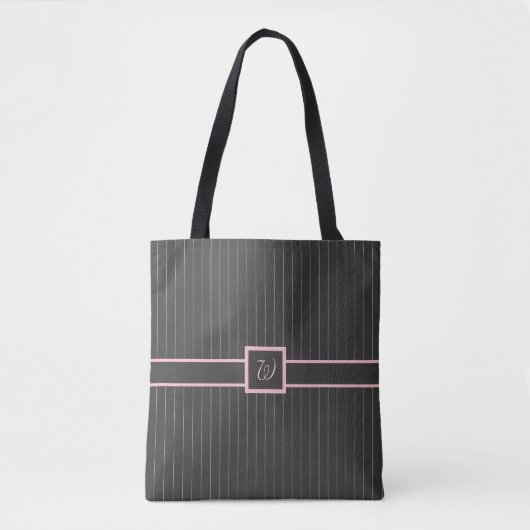 Schwarz mit rosa Pinstripes (All-Over-Print Bag) Tasche (Vorderseite)