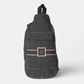 Schwarz mit rosa Pinstripes Crossbody Bag (Vorderseite)