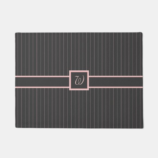 Schwarz mit rosa Pinstripes Doormat Fußmatte (Vorderseite)