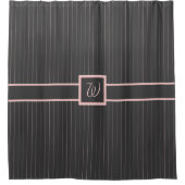 Schwarz mit rosa Pinstripes Duschvorhang (Vorderseite)