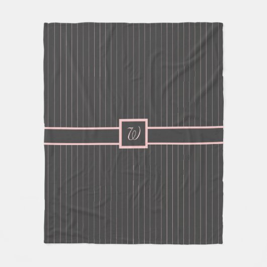 Schwarz mit rosa Pinstripes Fleece Blankon (Vorderseite)