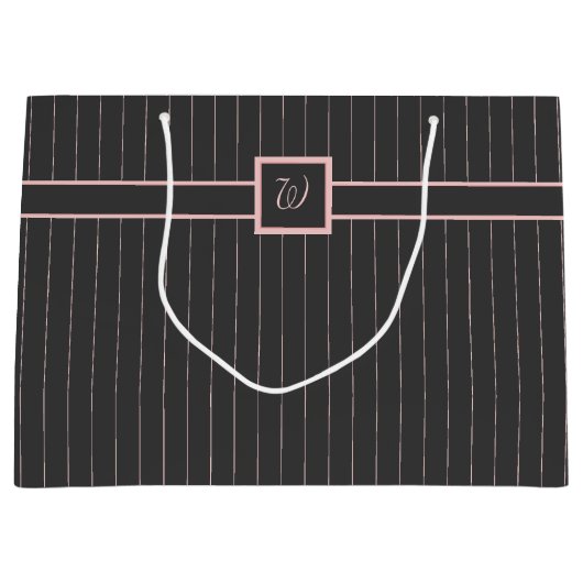 Schwarz mit rosa Pinstripes-Geschenktüte Große Geschenktüte (Vorderseite)