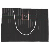 Schwarz mit rosa Pinstripes-Geschenktüte Große Geschenktüte (Rückseite)
