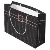 Schwarz mit rosa Pinstripes-Geschenktüte Große Geschenktüte (Rückseite Schrägansicht)