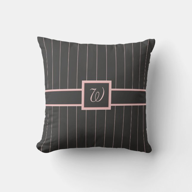 Schwarz mit rosa Pinstripes Kissen (Vorderseite)