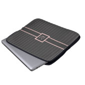 Schwarz mit rosa Pinstripes Laptop-Sieb Laptopschutzhülle (Vorne Knopf)