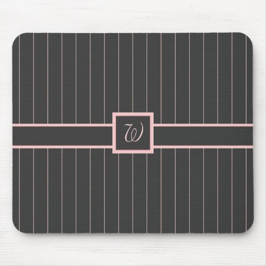 Schwarz mit rosa Pinstripes Mousepad (Vorne)