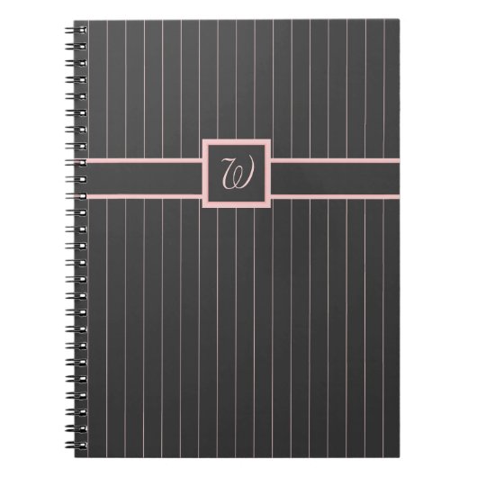 Schwarz mit rosa Pinstripes-Notebook Notizblock (Vorderseite)