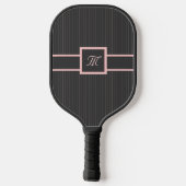 Schwarz mit rosa Pinstripes Pickleball Schläger (Rückseite)
