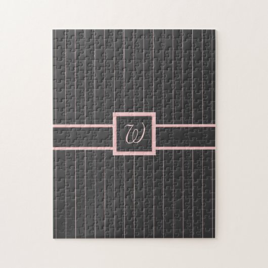 Schwarz mit rosa Pinstripes Puzzle (Vertikal)