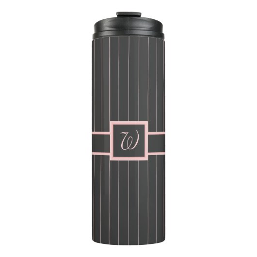 Schwarz mit rosa Pinstripes thermisch Thermosbecher (Vorderseite)