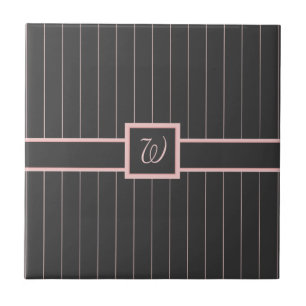 Schwarz mit rosa Pinstripes Tile Fliese