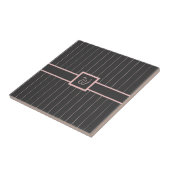 Schwarz mit rosa Pinstripes Tile Fliese (Seite)