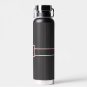 Schwarz mit rosa Pinstripes Trinkflasche (Rückseite)