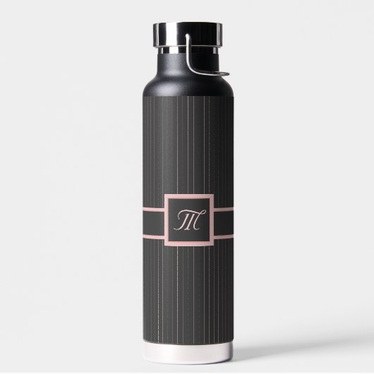 Schwarz mit rosa Pinstripes Trinkflasche (Links)