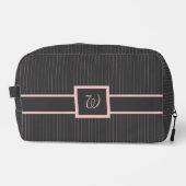 Schwarz mit rosa Pinstripes Waschbeutel (Vorderseite)