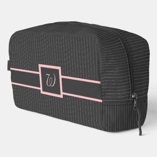 Schwarz mit rosa Pinstripes Waschbeutel (Rechte Ecke)
