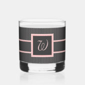 Schwarz mit rosa Pinstripes Whiskyglas (Rückseite)
