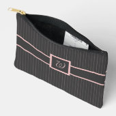 Schwarz mit rosa Pinstripes Zubehörtasche (Offen)