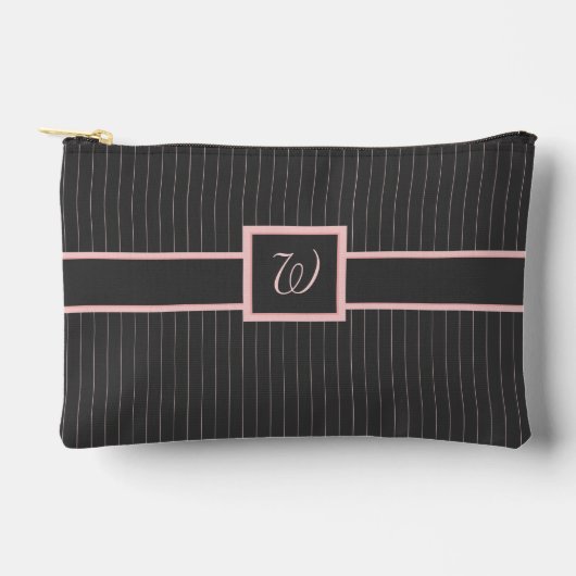 Schwarz mit rosa Pinstripes Zubehörtasche (Vorderseite)