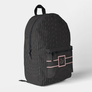 Schwarz mit rosa Streifen Bedruckter Rucksack