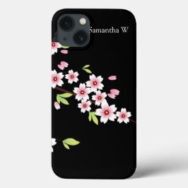 Schwarz mit rosa und grünem Kirschblossom Sakura Case-Mate iPhone Hülle