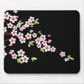 Schwarz mit rosa und grünem Kirschblossom Sakura Mousepad (Vorne)