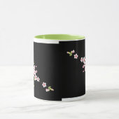 Schwarz mit rosa und grünem Kirschblossom Sakura Tasse (Zentrum)