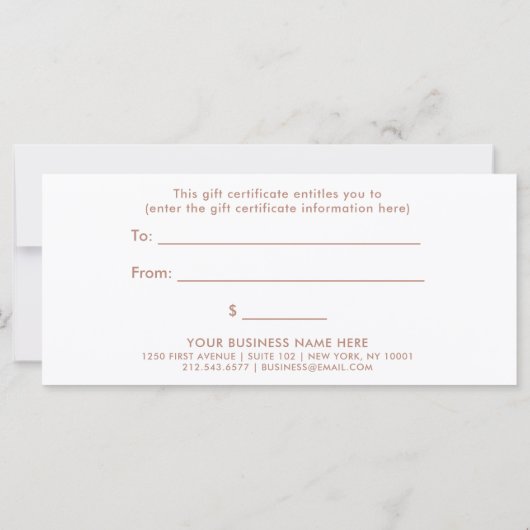 Schwarz mit Rose-Gold-Script | Geschenkgutschein (Rückseite)