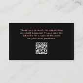 Schwarz mit Rose Gold Script und Herz | Danke Visitenkarte (Rückseite)