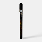 Schwarz mit Rose Monogram iPhone 15 Hülle (Linke Seite)