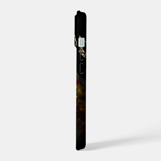 Schwarz mit Rose Monogram iPhone 15 Hülle (Linke Seite)