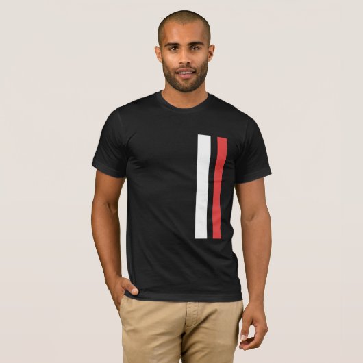 Schwarz mit Rot-Weiß-Linien-T - Shirt (Vorne ganz)