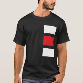 Schwarz mit Rot-Weiß-Quadrat-T - Shirt