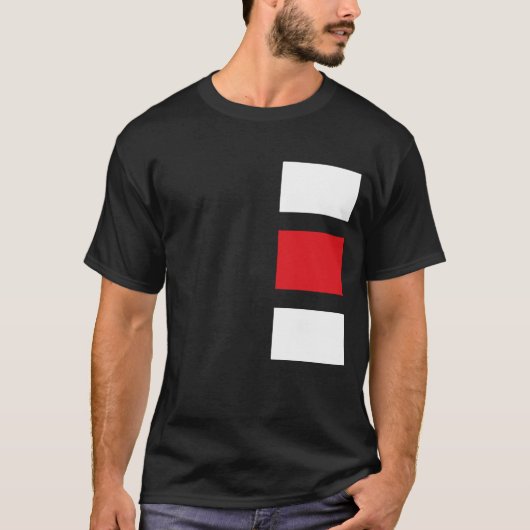 Schwarz mit Rot-Weiß-Quadrat-T - Shirt (Vorderseite)