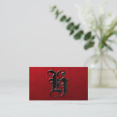 Schwarz mit Rote Rosen Erste H Goth Business Card Visitenkarte (Stehend Vorderseite)