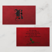 Schwarz mit Rote Rosen Erste K Goth Business Card Visitenkarte (Vorne/Hinten)