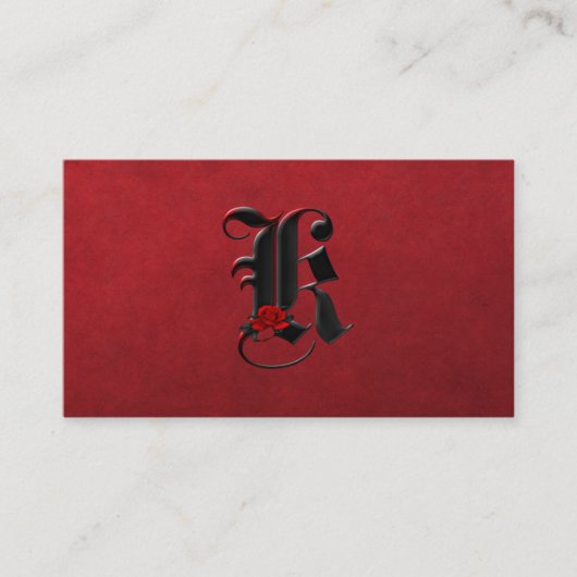 Schwarz mit Rote Rosen Erste K Goth Business Card Visitenkarte (Vorderseite)