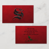 Schwarz mit Rote Rosen Erste S Goth Business Card Visitenkarte (Vorne/Hinten)