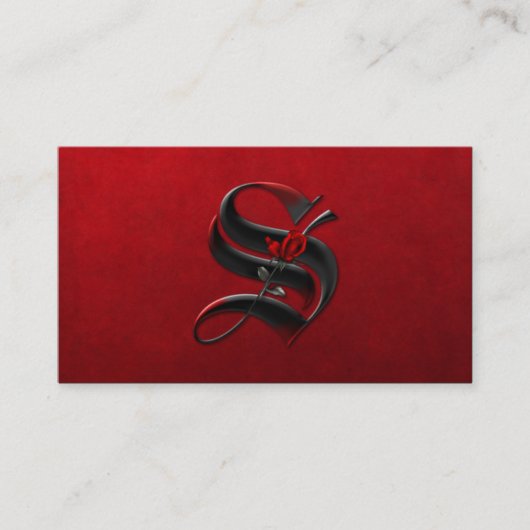 Schwarz mit Rote Rosen Erste S Goth Business Card Visitenkarte (Vorderseite)